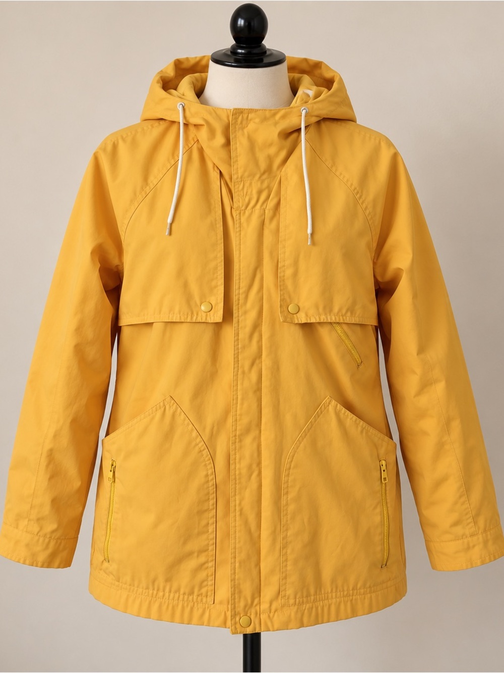 Yellow Hooded Raincoat Utility Jacket Vintage White Stag Large